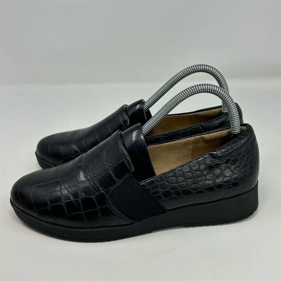Naturalizer Suma Black Faux Leather Croc Print Slip-On Loafers Size 8 Casual - Picture 6 of 12